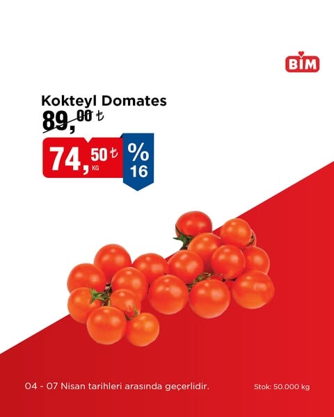 BİM'de 4-7 Nisan tarihleri arasında taze meyve ve sebzelerde indirim fırsatı - 94574