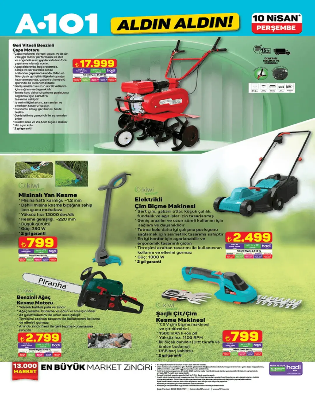 A101'e elektrikli çim biçme makinesi geliyor! 10 Nisan 2025 Perşembe Aktüel Ürünler kataloğu yayında - 94607