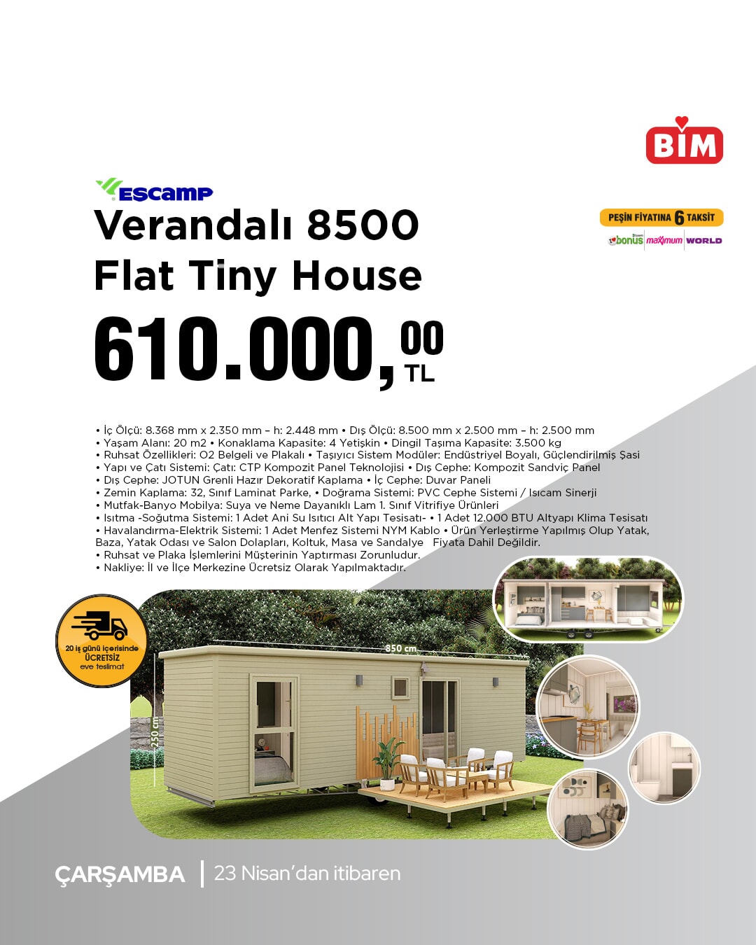 BİM 22-28 Nisan 2025 Aktüel Ürünler kataloğu yayınlandı: Tiny House ve teknoloji ürünlerinde dikkat çeken fırsatlar - 95093