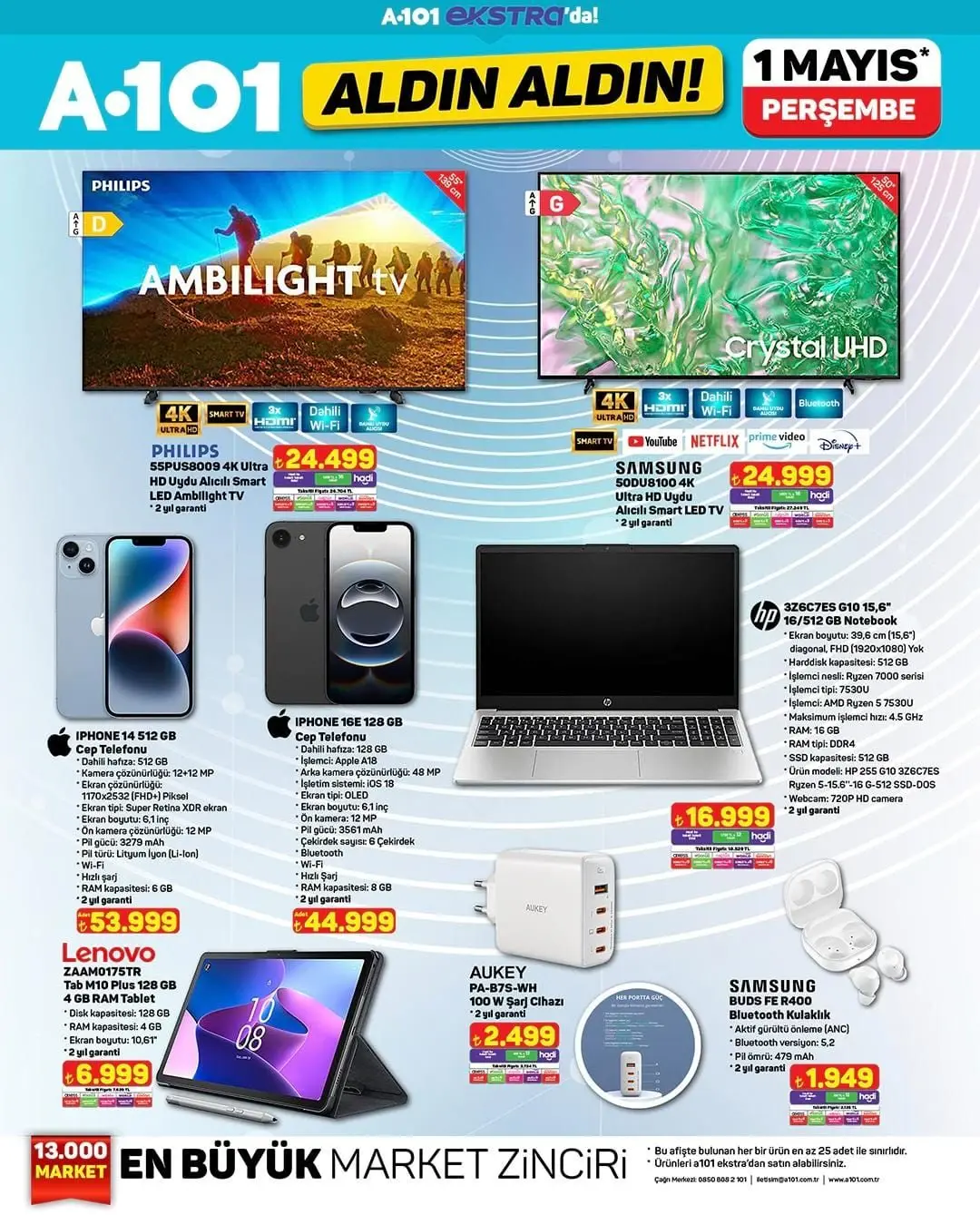 A101 1 Mayıs 2025 Aldın Aldın Kataloğu! Elektronikten ev ürünlerine yeni indirimler başladı - 10