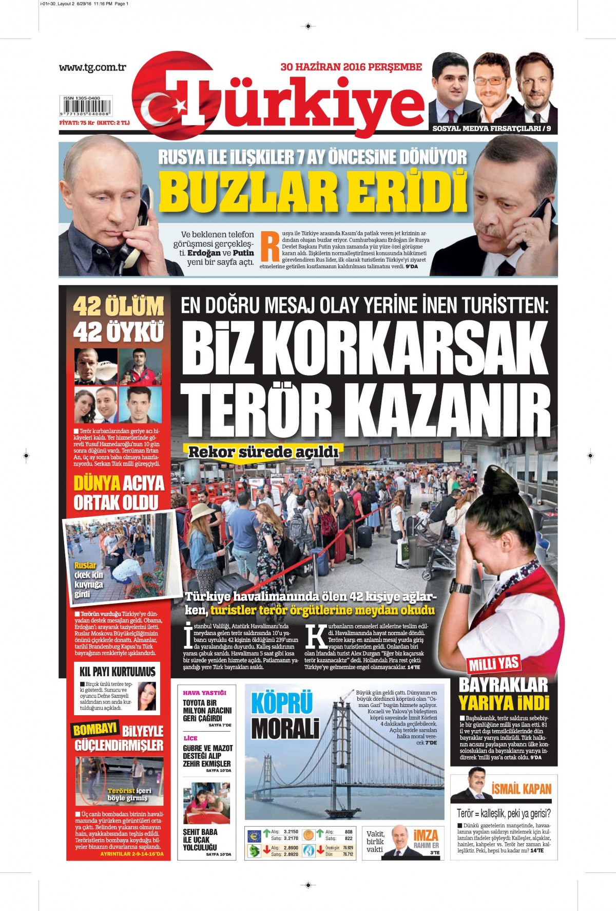 30 Haziran 2016 gazete manşetleri - 18