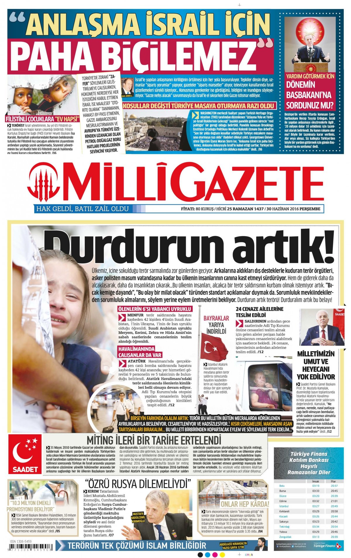 30 Haziran 2016 gazete manşetleri - 1