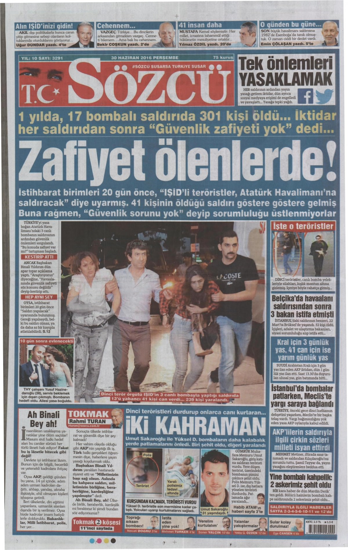 30 Haziran 2016 gazete manşetleri - 2