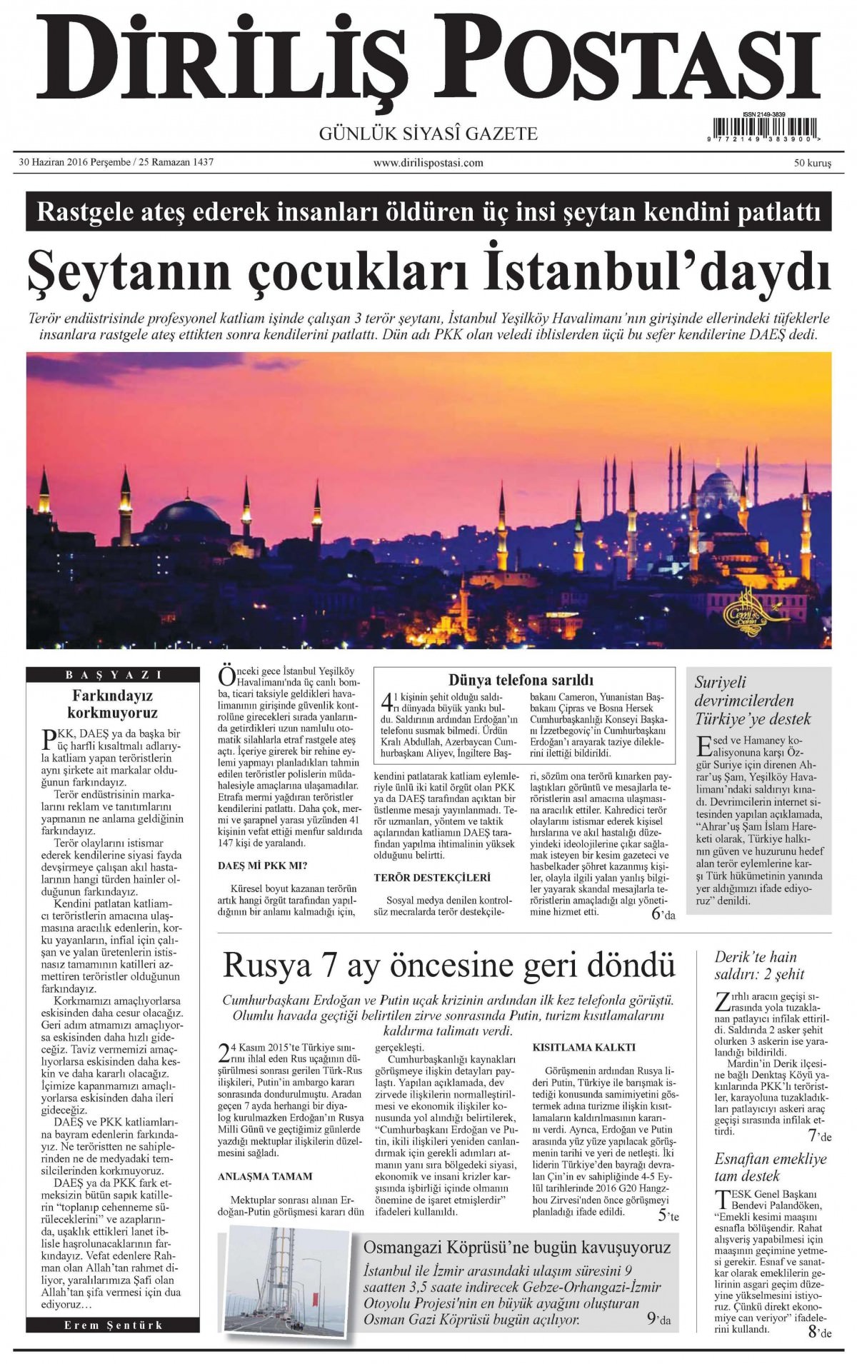 30 Haziran 2016 gazete manşetleri - 13