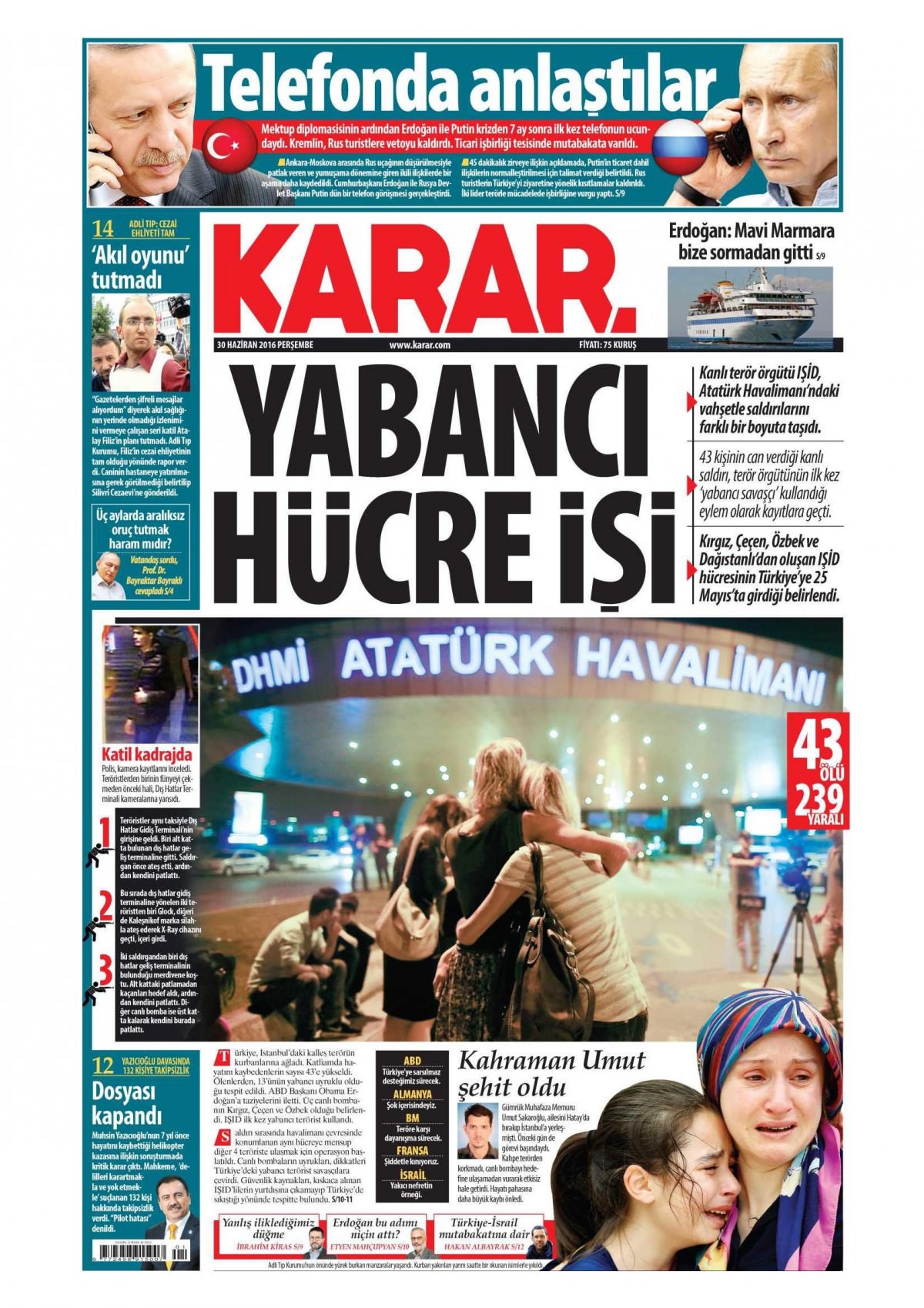 30 Haziran 2016 gazete manşetleri - 24