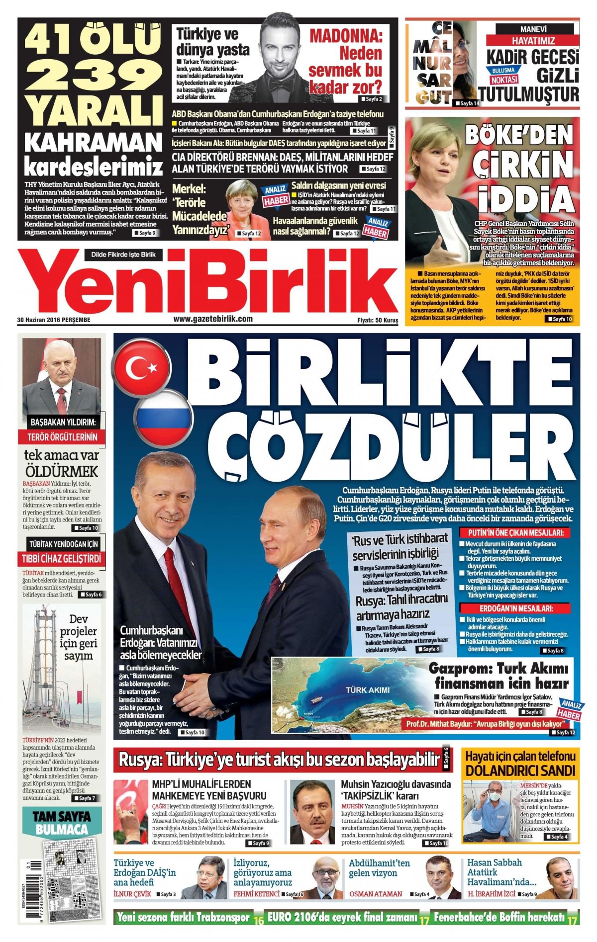 30 Haziran 2016 gazete manşetleri - 21