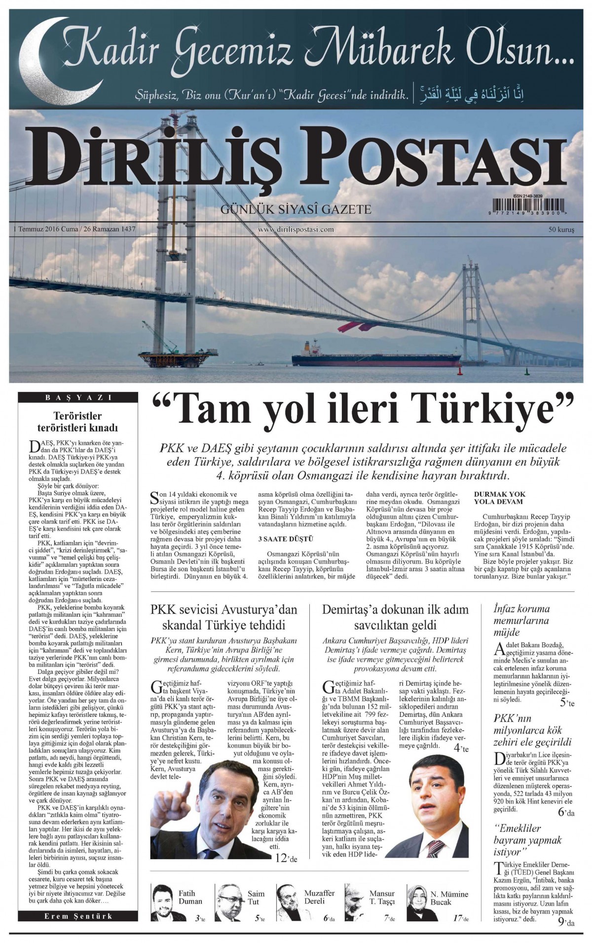 1 Temmuz 2016 gazete manşetleri - 760