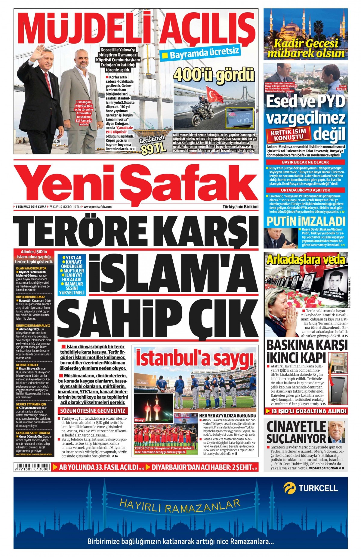 1 Temmuz 2016 gazete manşetleri - 872