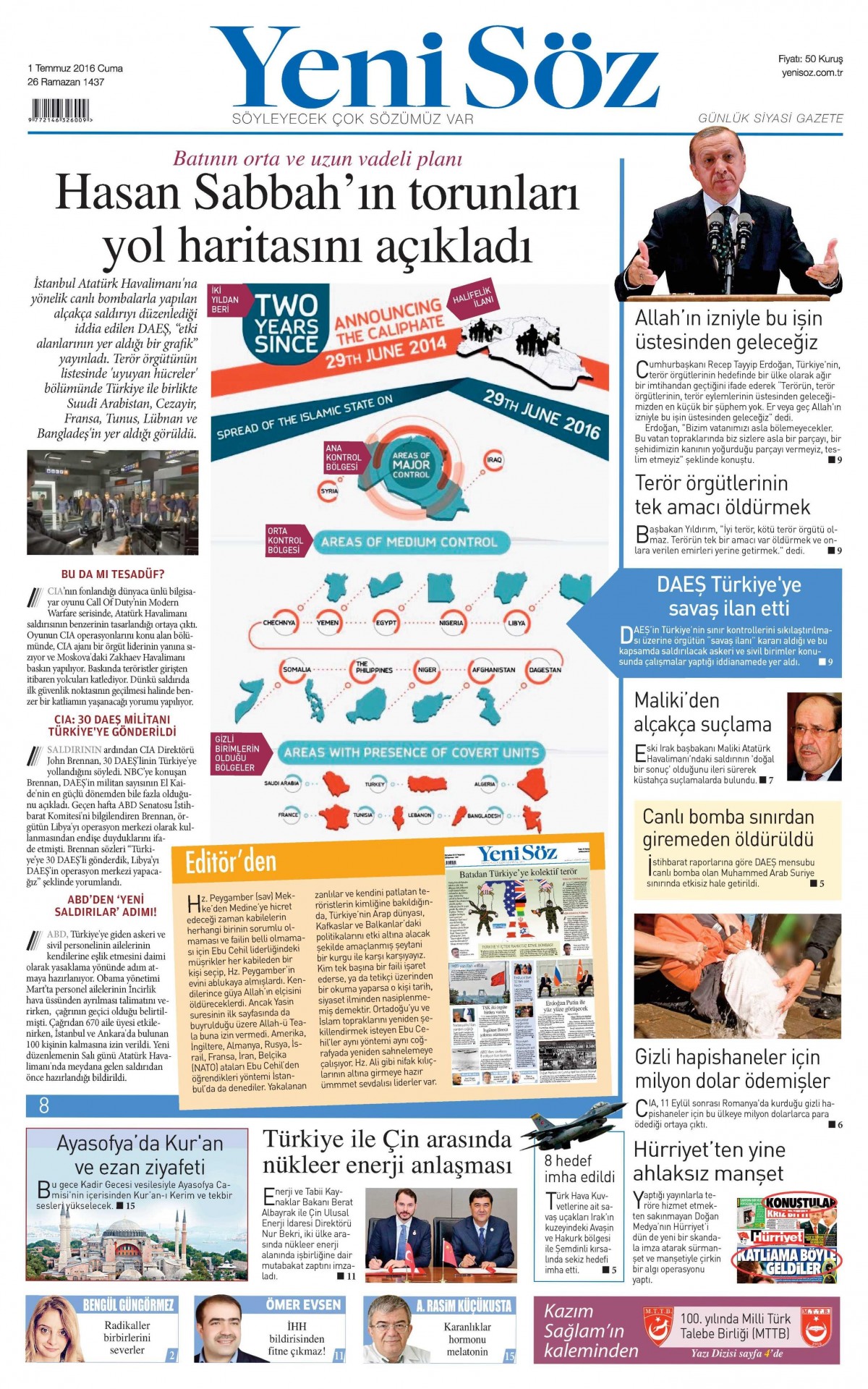 1 Temmuz 2016 gazete manşetleri - 728