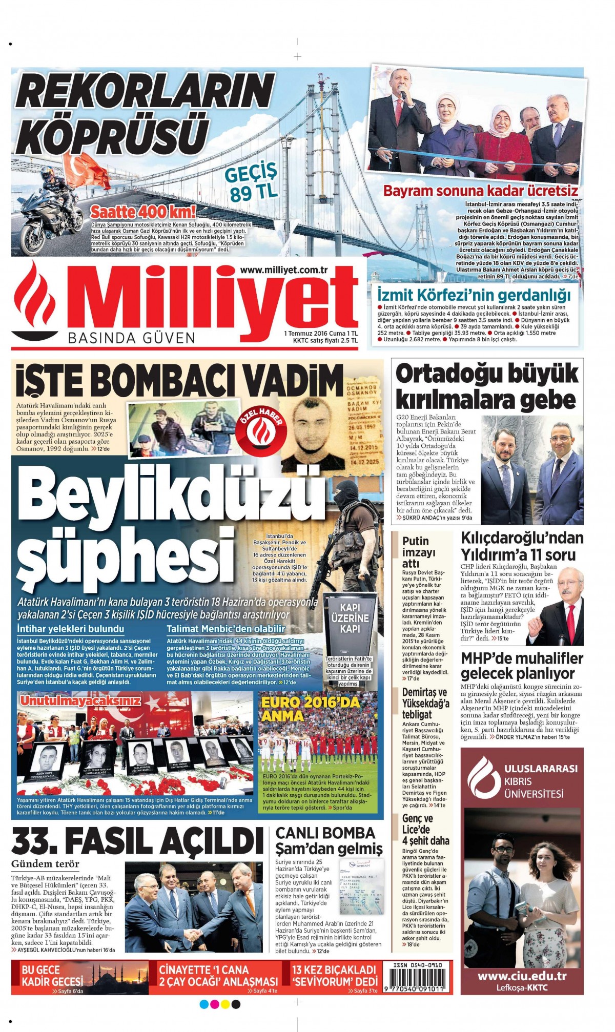 1 Temmuz 2016 gazete manşetleri - 918