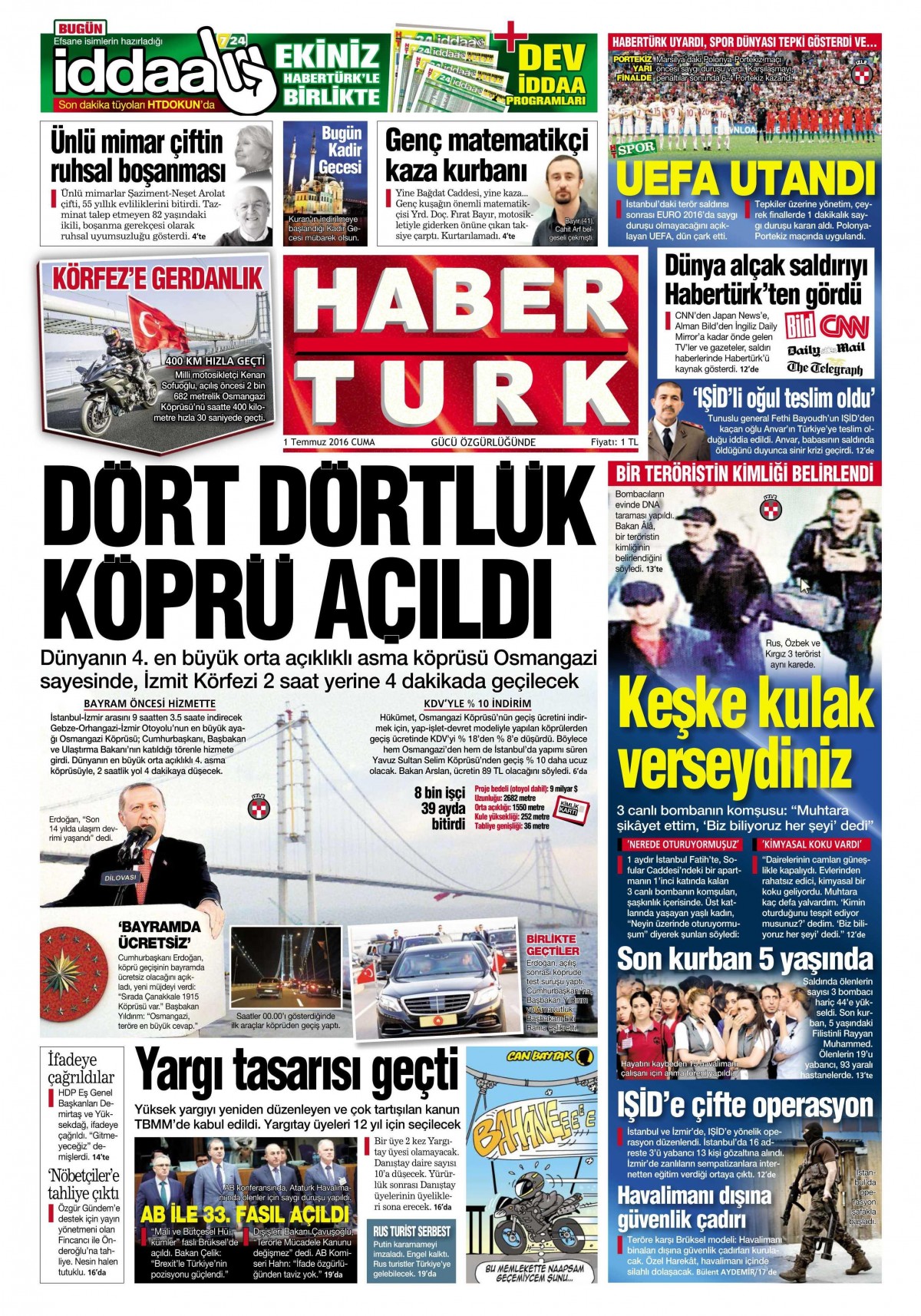 1 Temmuz 2016 gazete manşetleri - 636