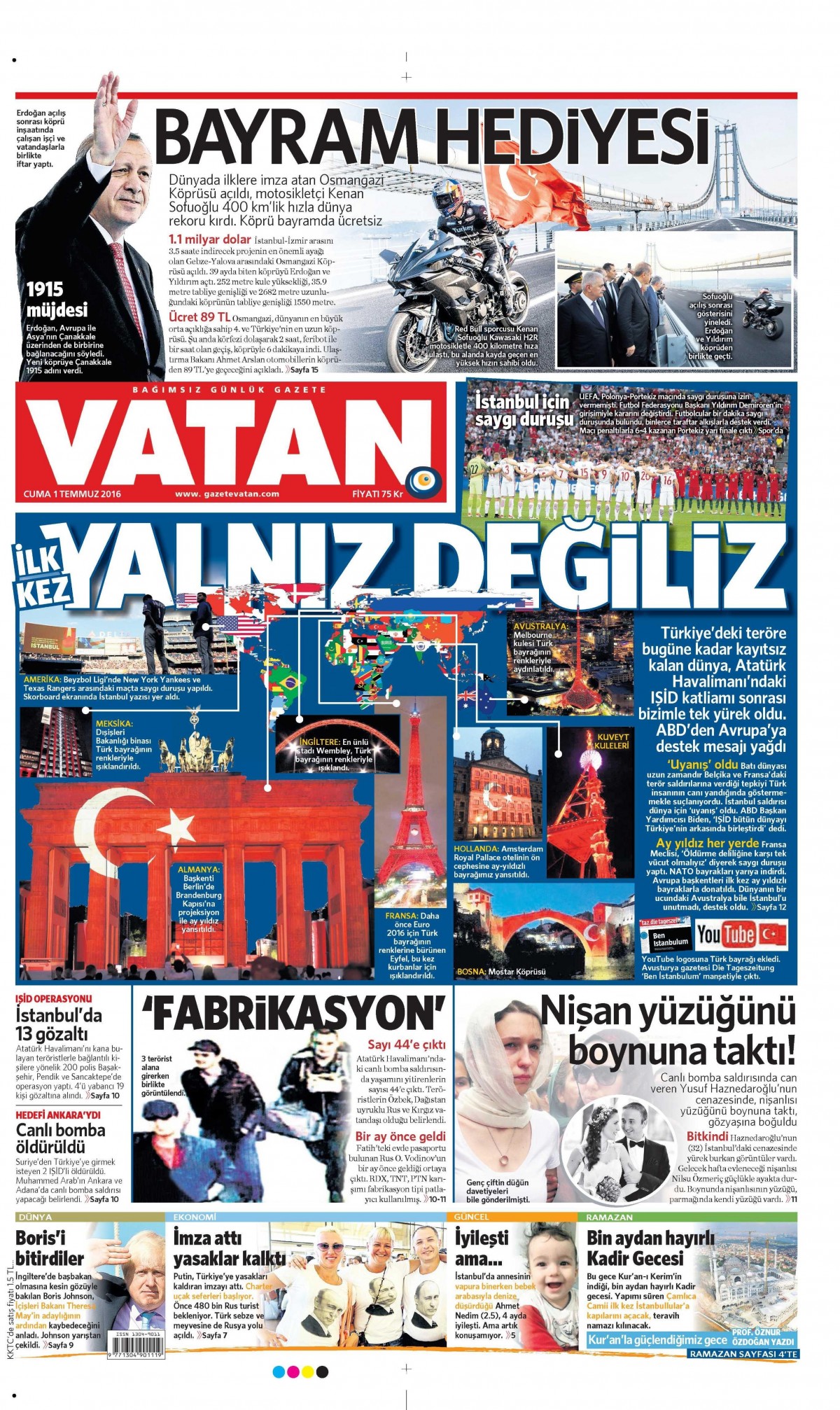 1 Temmuz 2016 gazete manşetleri - 945