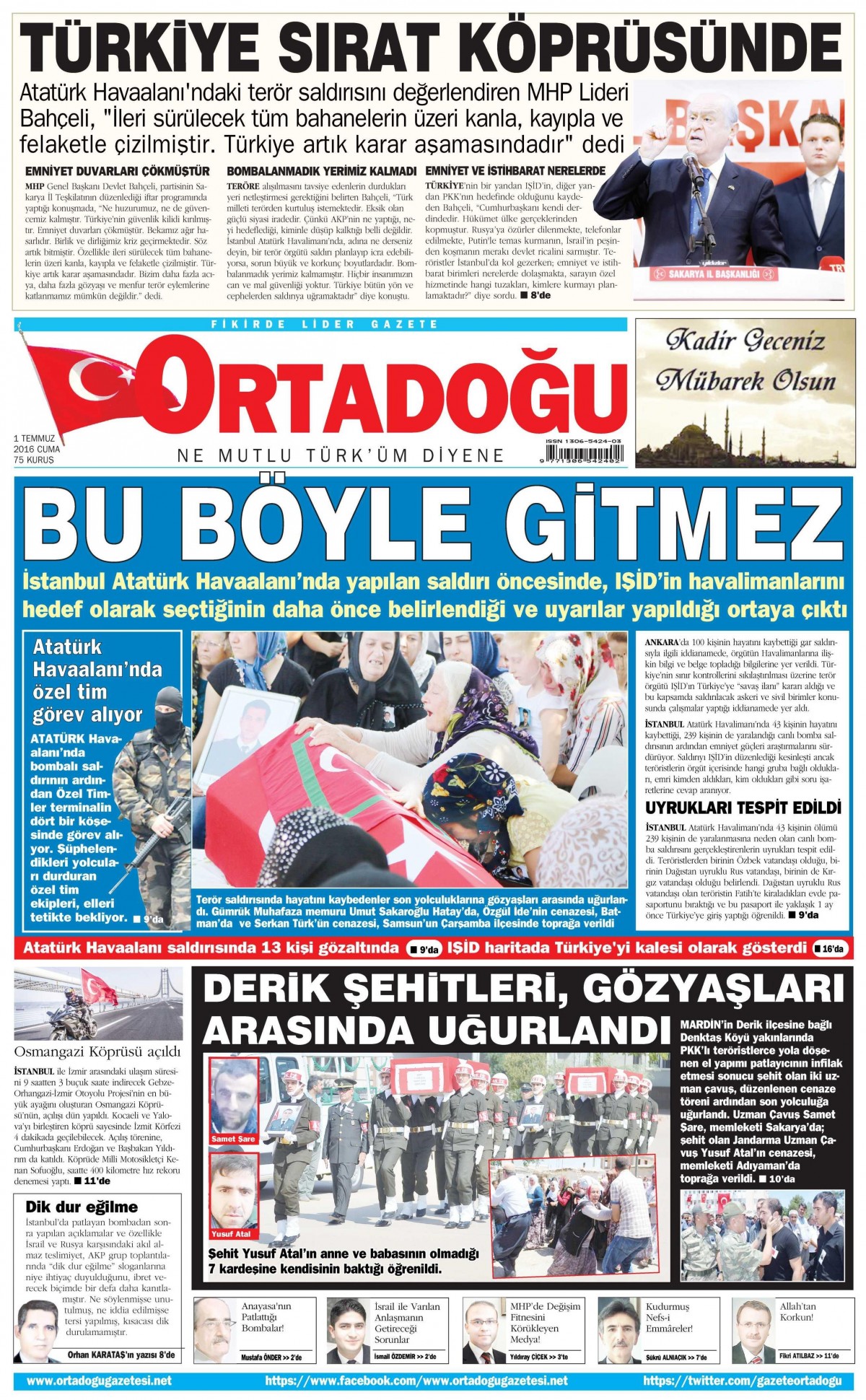 1 Temmuz 2016 gazete manşetleri - 615