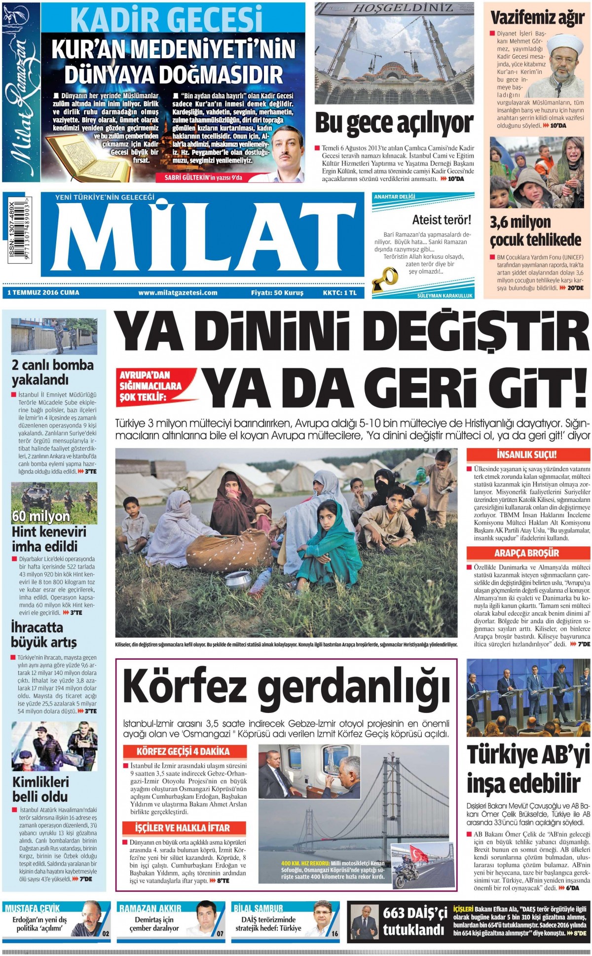 1 Temmuz 2016 gazete manşetleri - 696