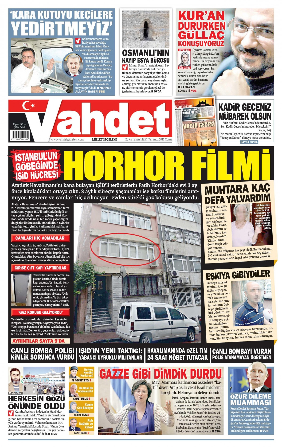 1 Temmuz 2016 gazete manşetleri - 534