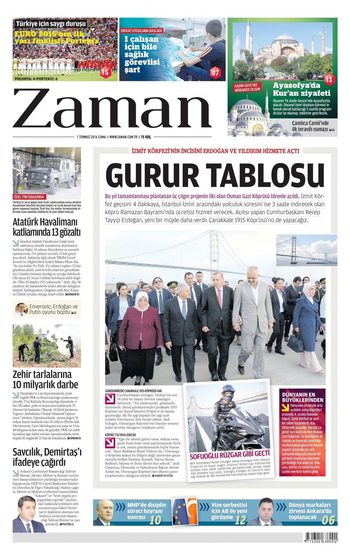 1 Temmuz 2016 gazete manşetleri - 902