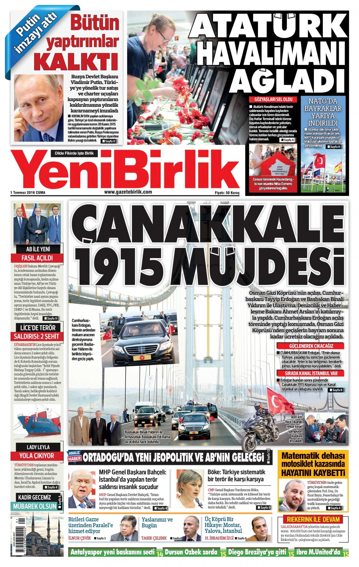 1 Temmuz 2016 gazete manşetleri - 724