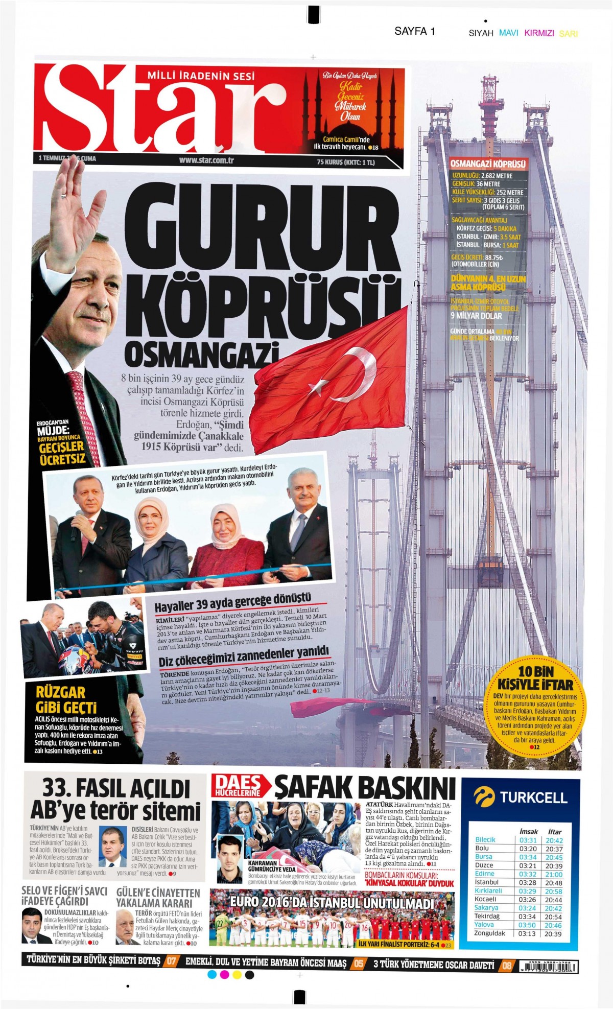 1 Temmuz 2016 gazete manşetleri - 734