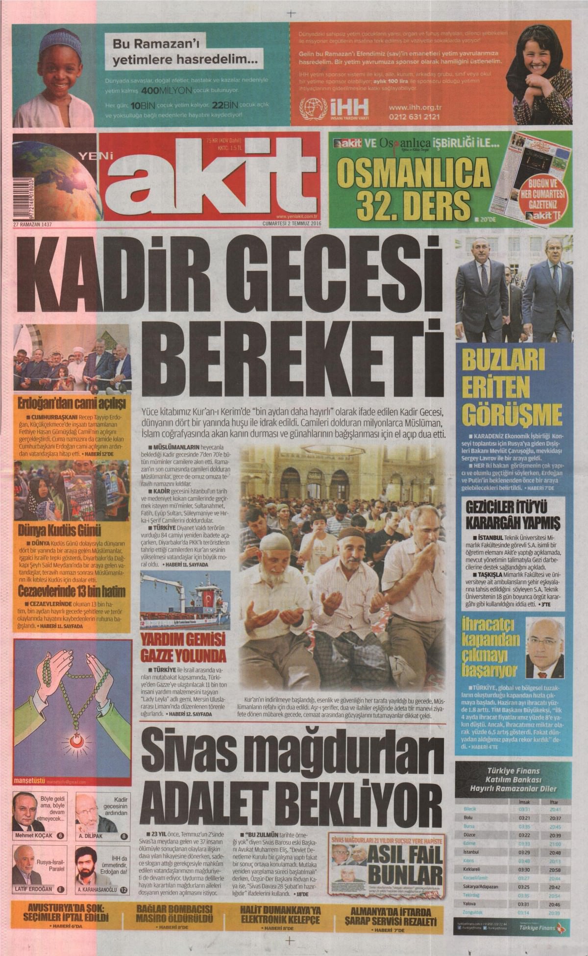 2 Temmuz 2016 gazete manşetleri - 723