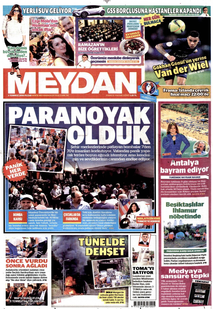 3 Temmuz 2016 gazete manşetleri - 803