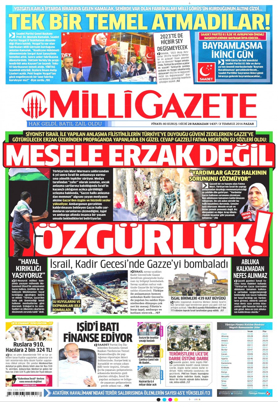 3 Temmuz 2016 gazete manşetleri - 669