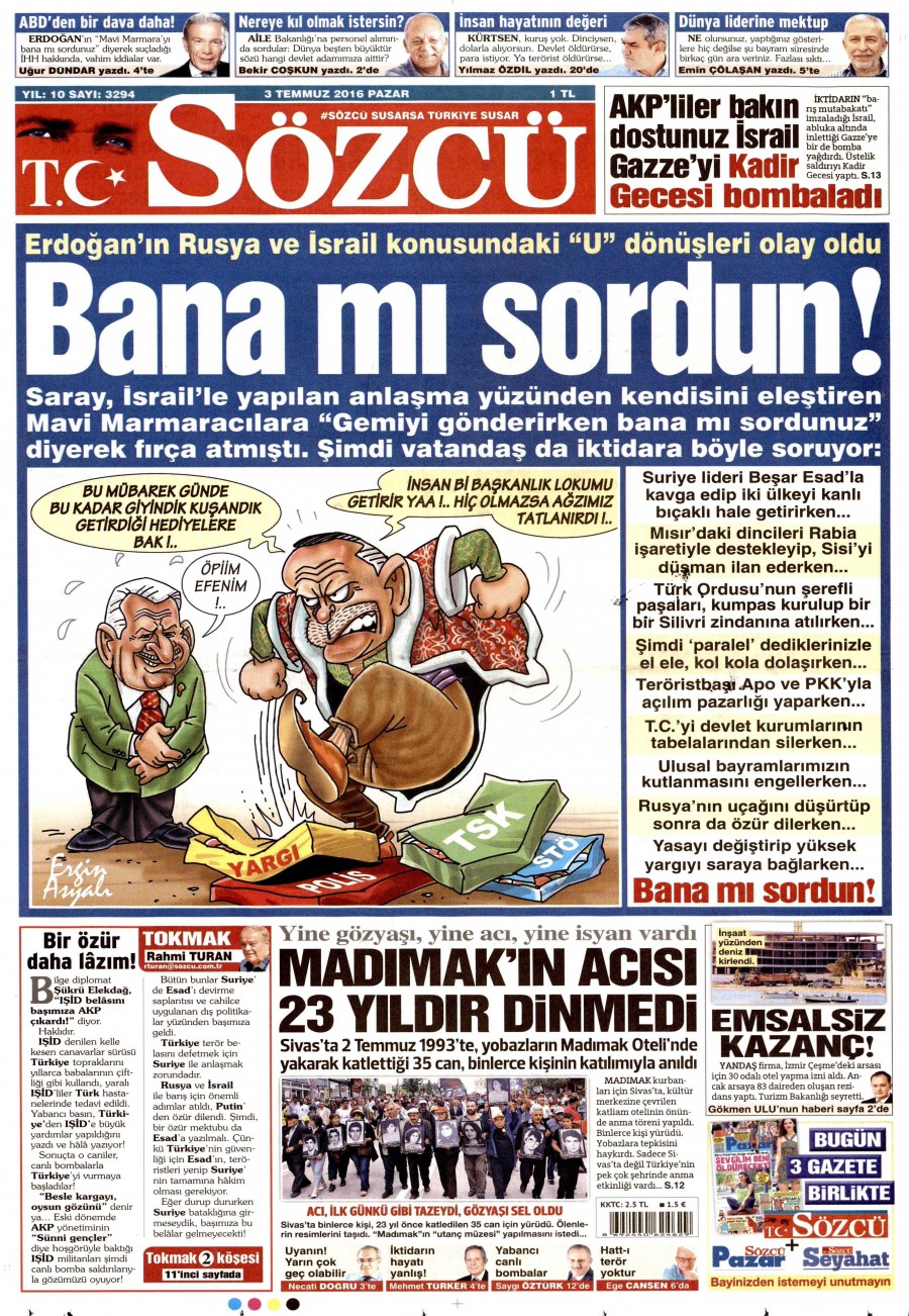 3 Temmuz 2016 gazete manşetleri - 715