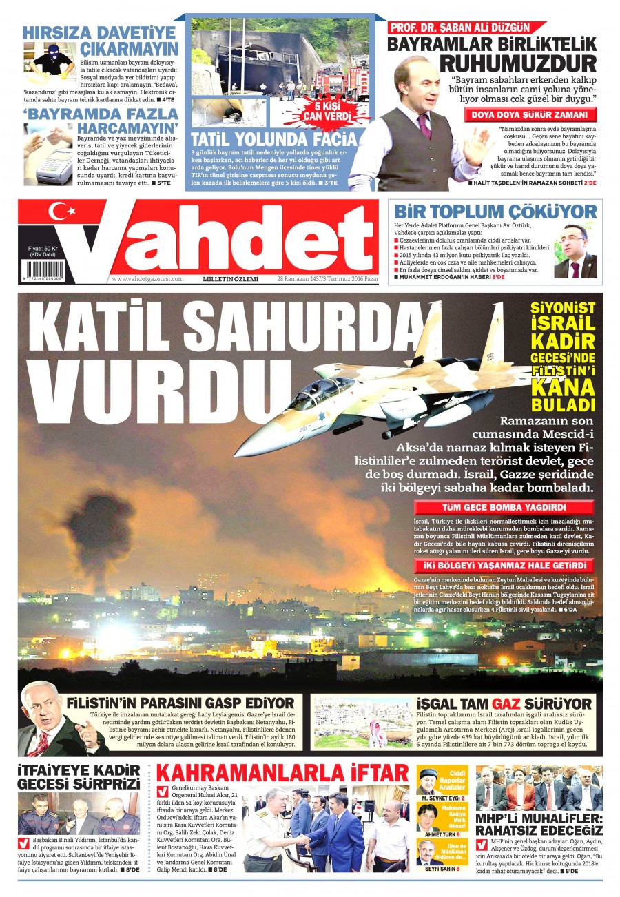 3 Temmuz 2016 gazete manşetleri - 616