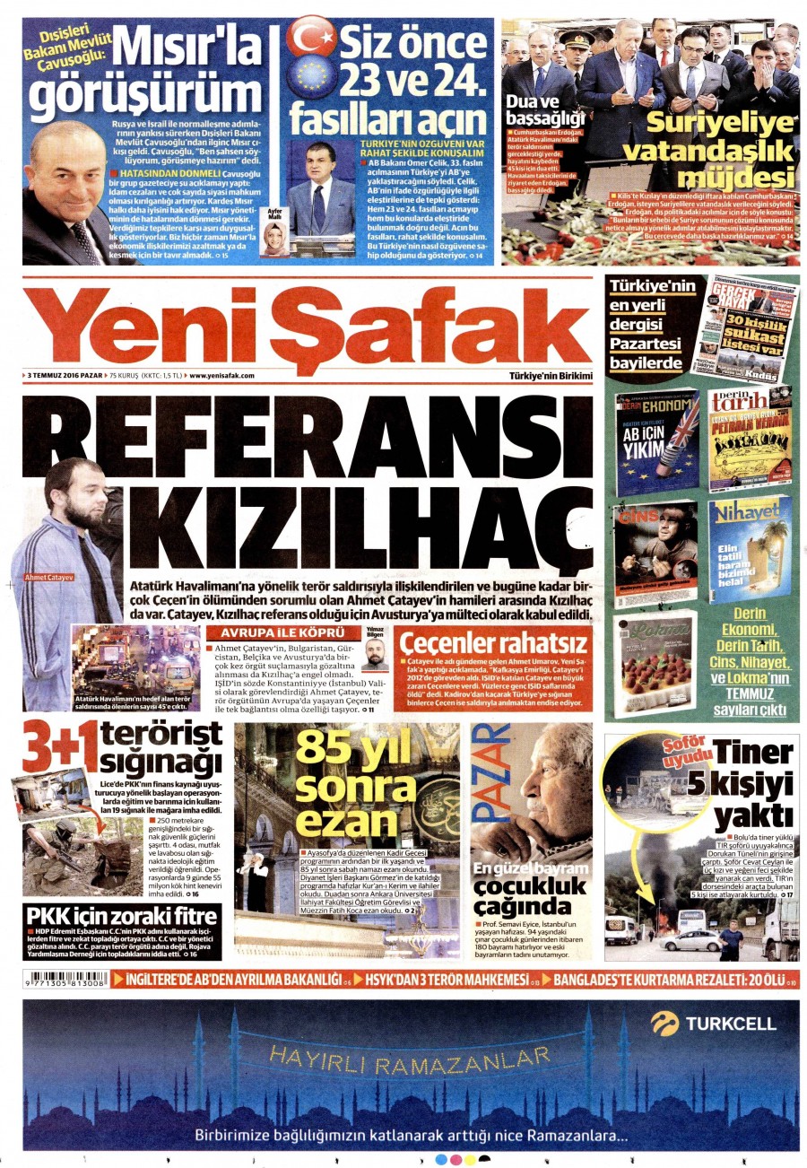3 Temmuz 2016 gazete manşetleri - 546