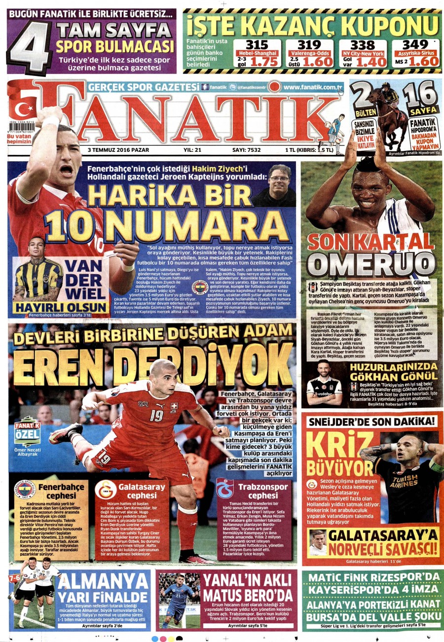 3 Temmuz 2016 gazete manşetleri - 682