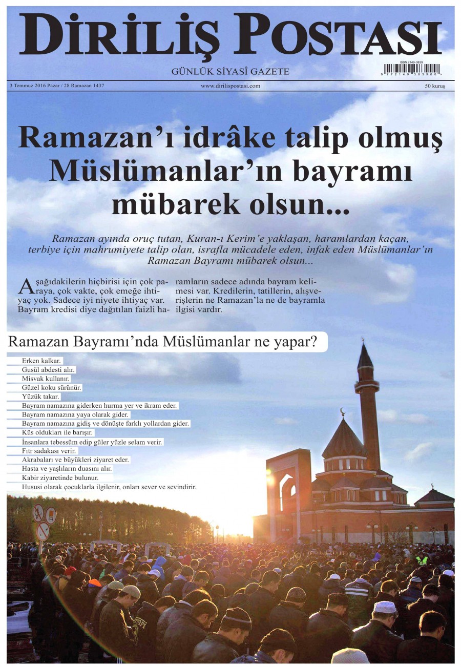 3 Temmuz 2016 gazete manşetleri - 758