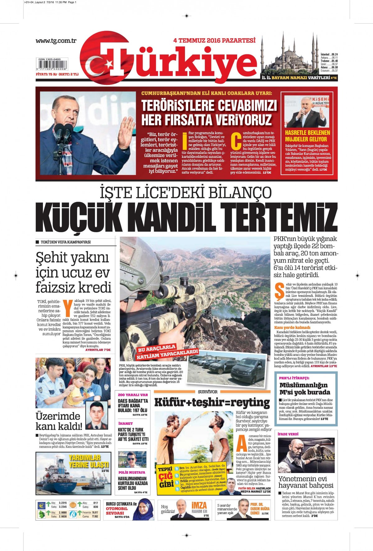 4 Temmuz 2016 gazete manşetleri - 24