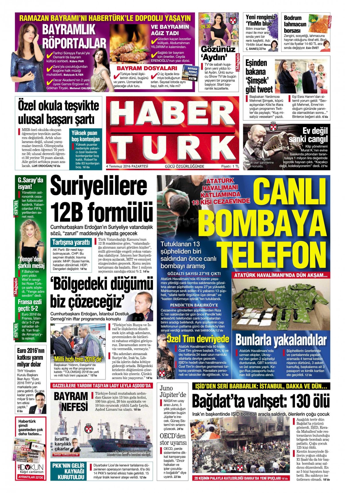 4 Temmuz 2016 gazete manşetleri - 12