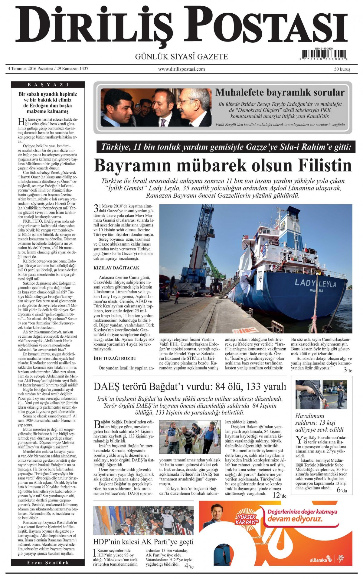 4 Temmuz 2016 gazete manşetleri - 14