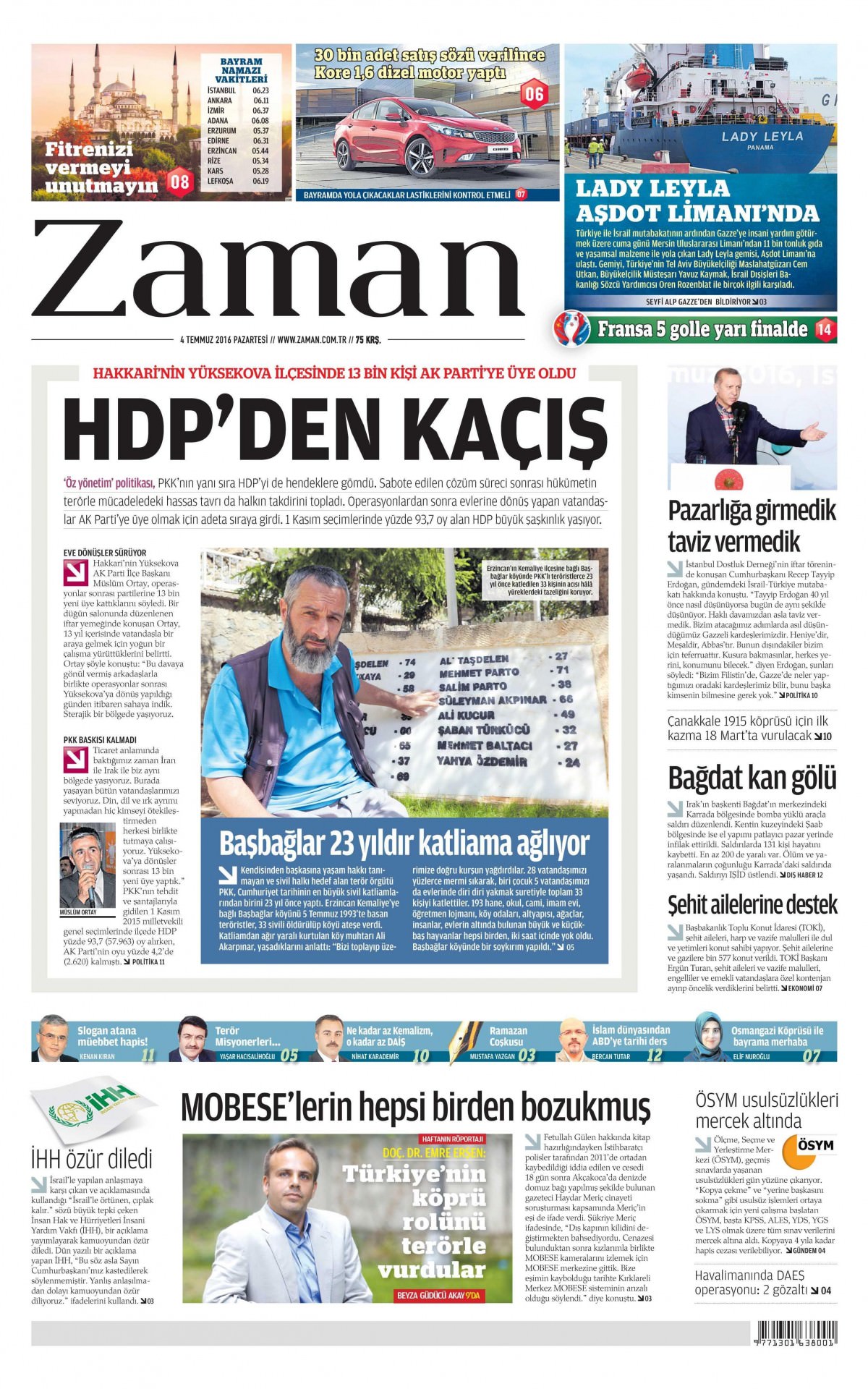 4 Temmuz 2016 gazete manşetleri - 20