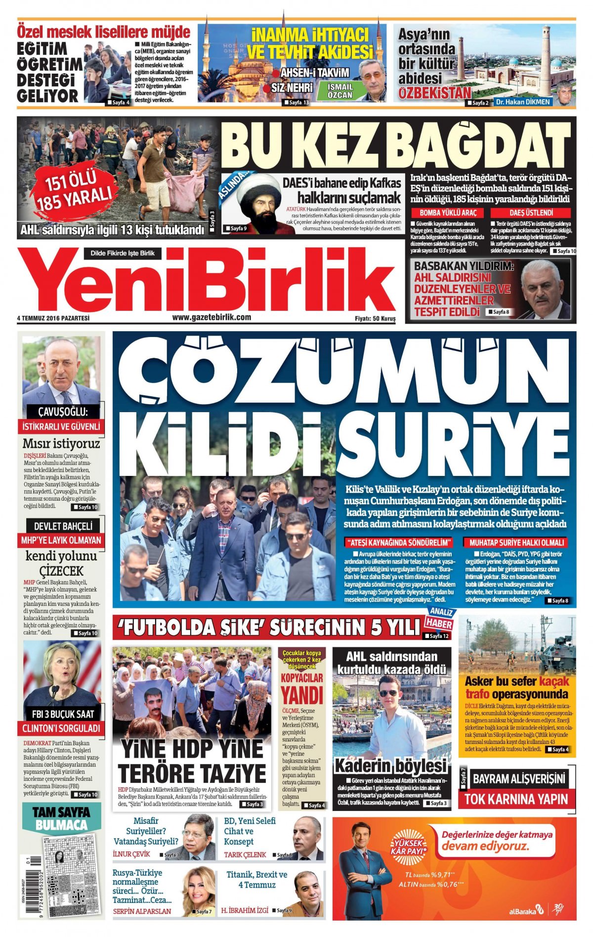 4 Temmuz 2016 gazete manşetleri - 25