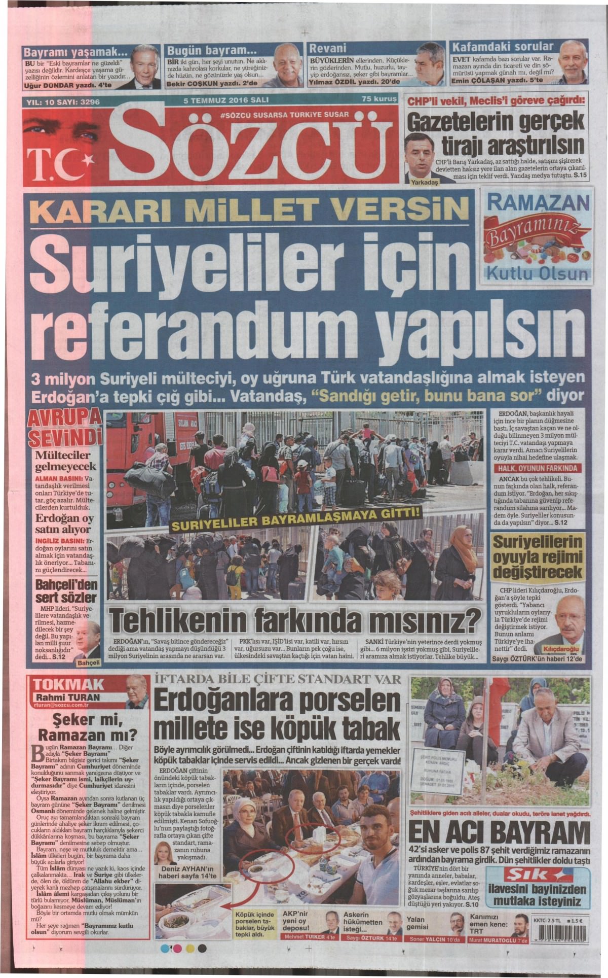 5 Temmuz 2016 gazete manşetleri - 735