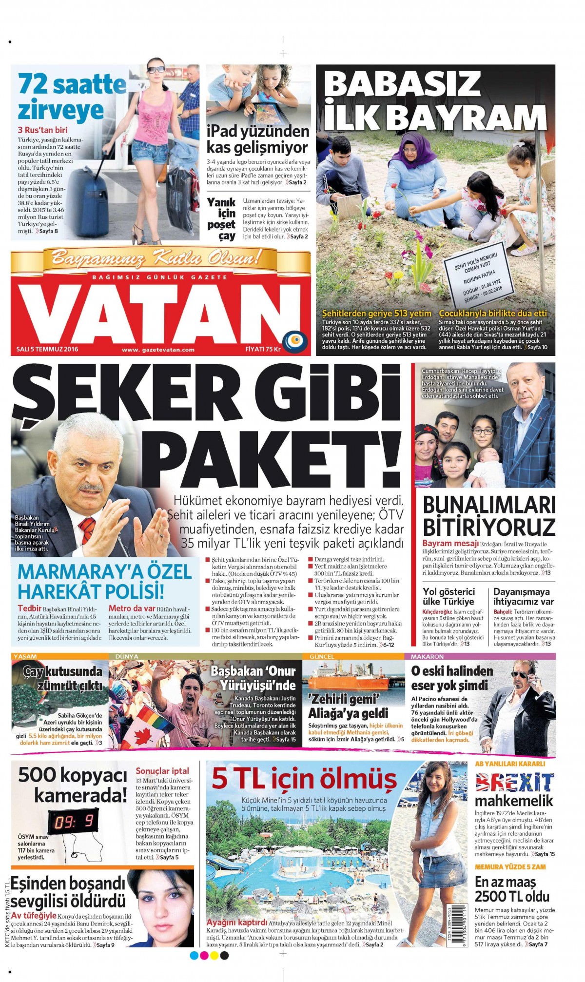 5 Temmuz 2016 gazete manşetleri - 869
