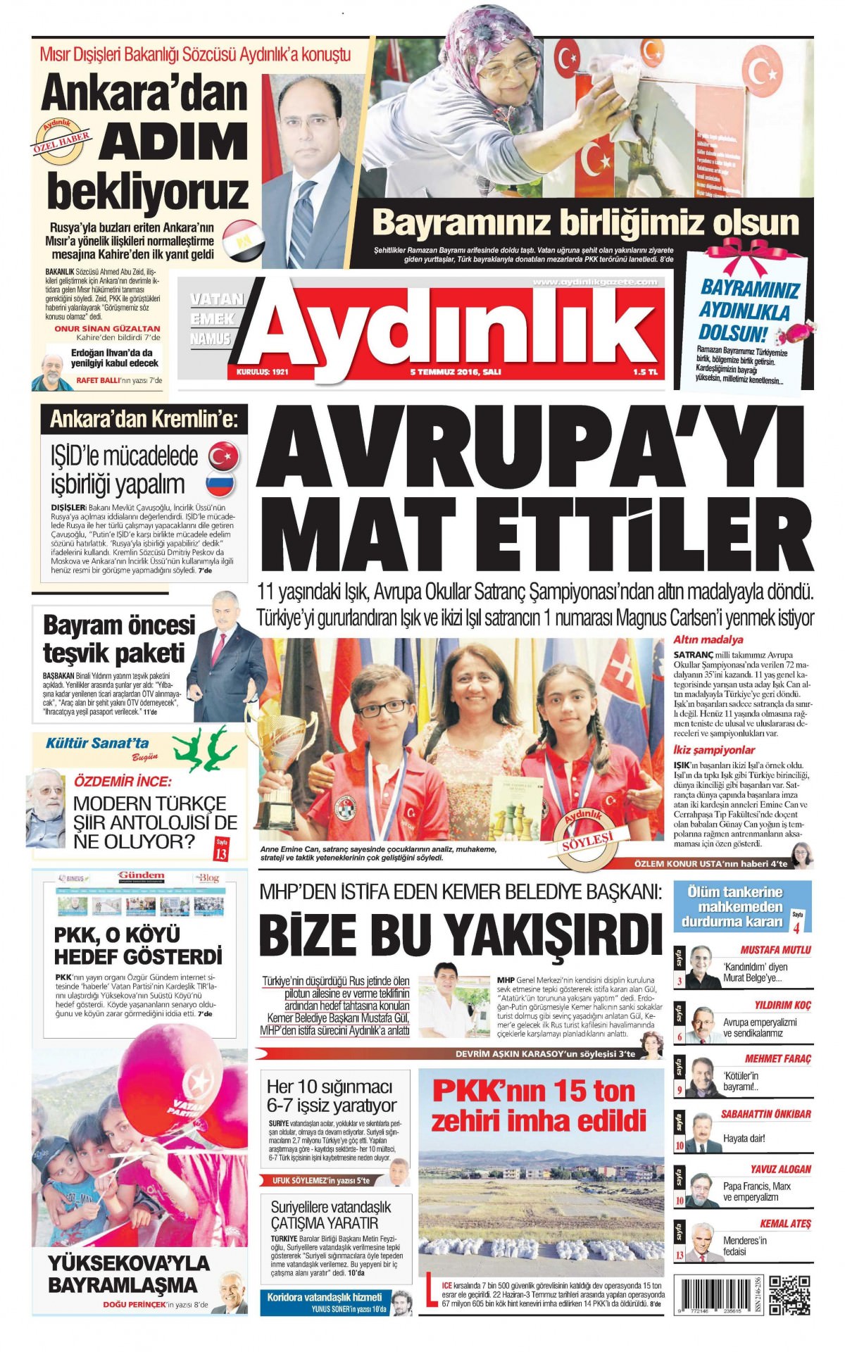 5 Temmuz 2016 gazete manşetleri - 540