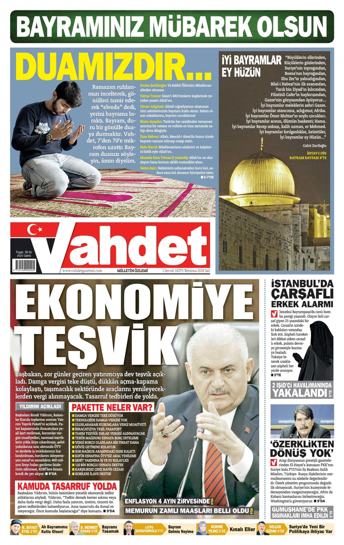 5 Temmuz 2016 gazete manşetleri - 904