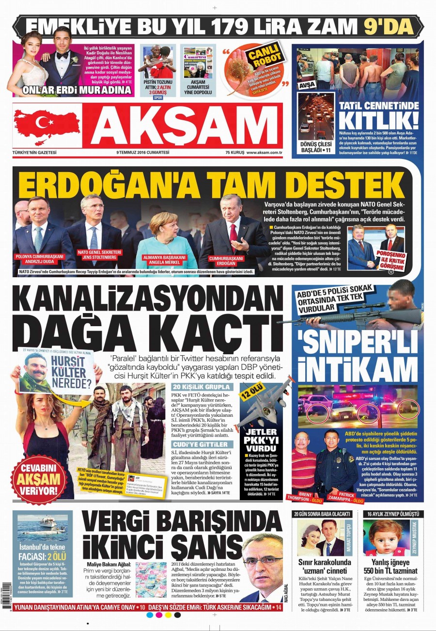 9 Temmuz 2016 gazete manşetleri - 599