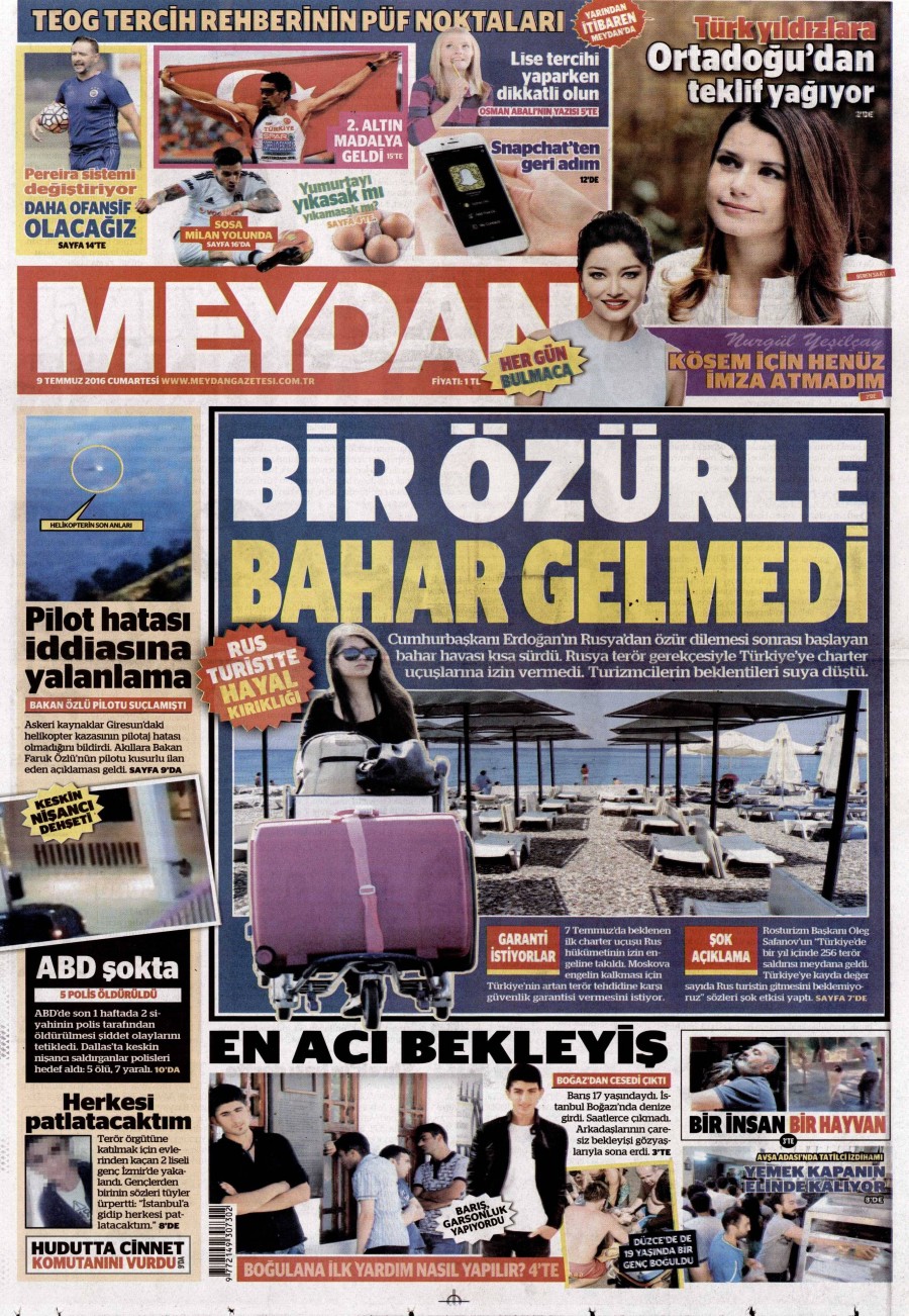 9 Temmuz 2016 gazete manşetleri - 840