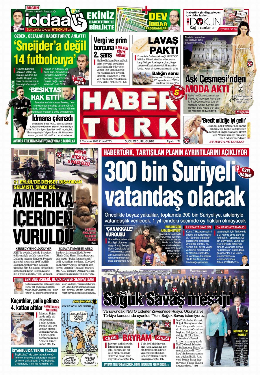 9 Temmuz 2016 gazete manşetleri - 811