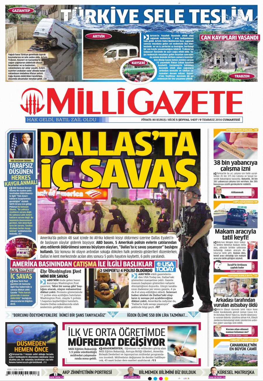 9 Temmuz 2016 gazete manşetleri - 853