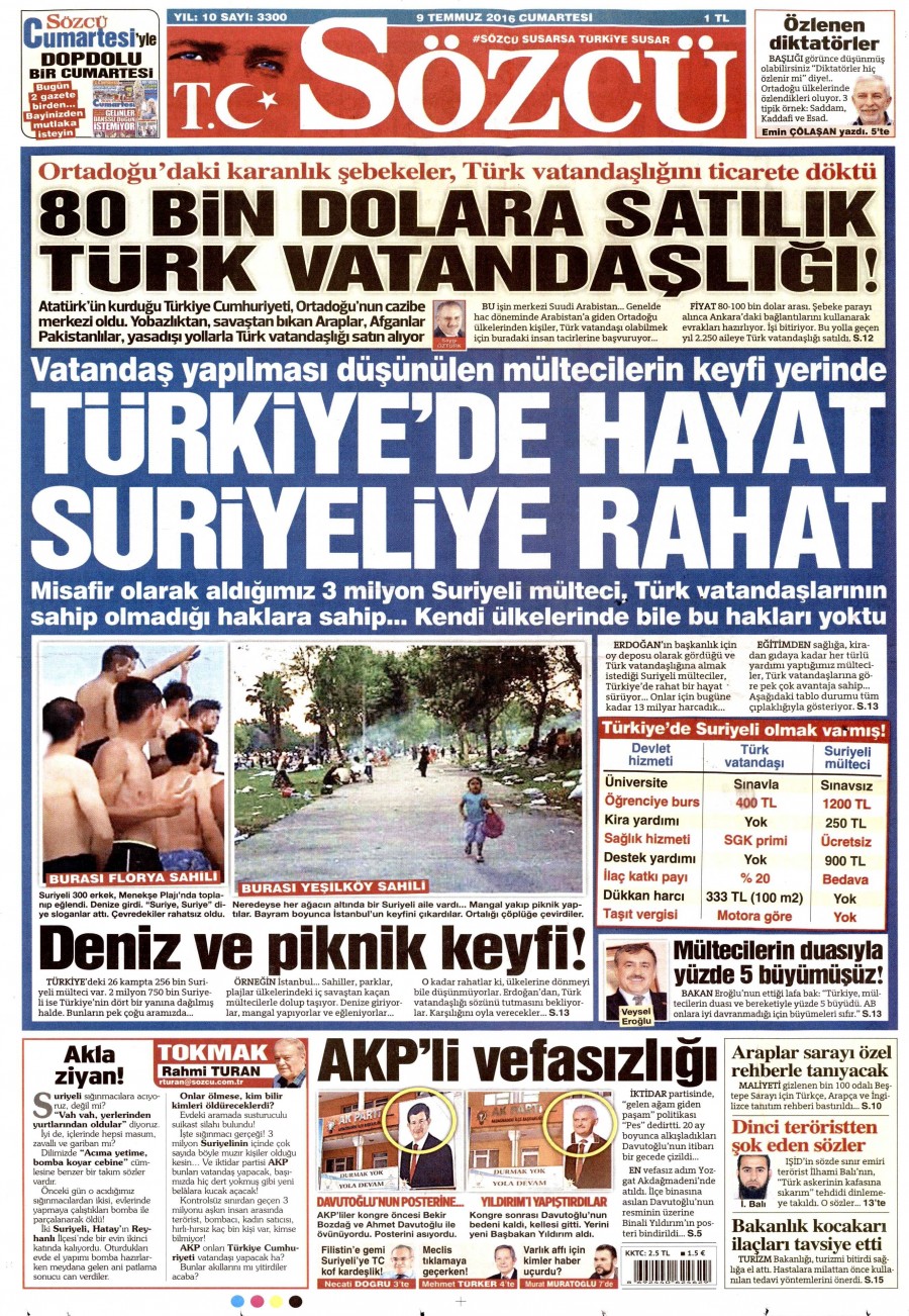 9 Temmuz 2016 gazete manşetleri - 571