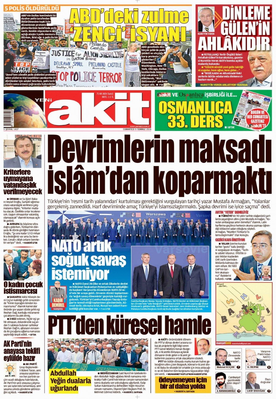 9 Temmuz 2016 gazete manşetleri - 791