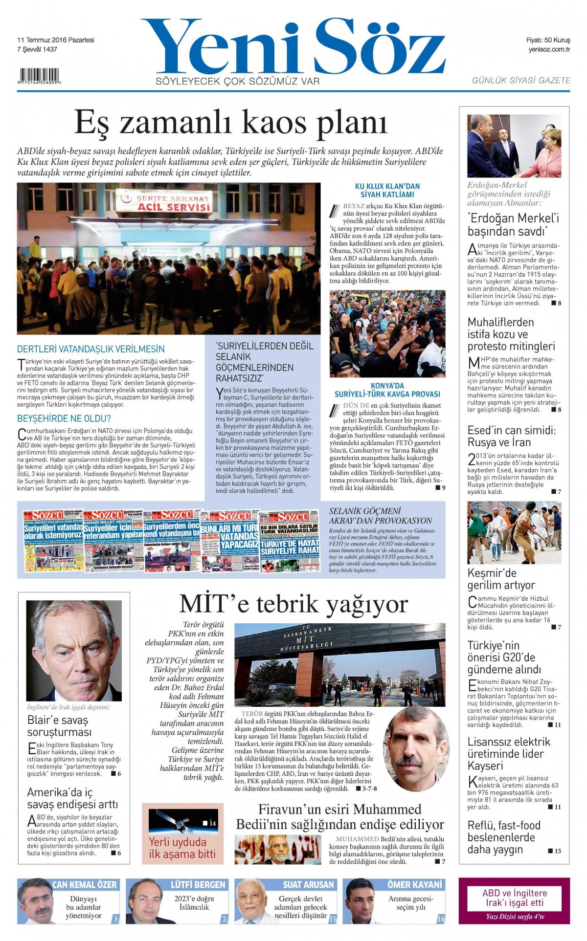 11 Temmuz 2016 gazete manşetleri - 601