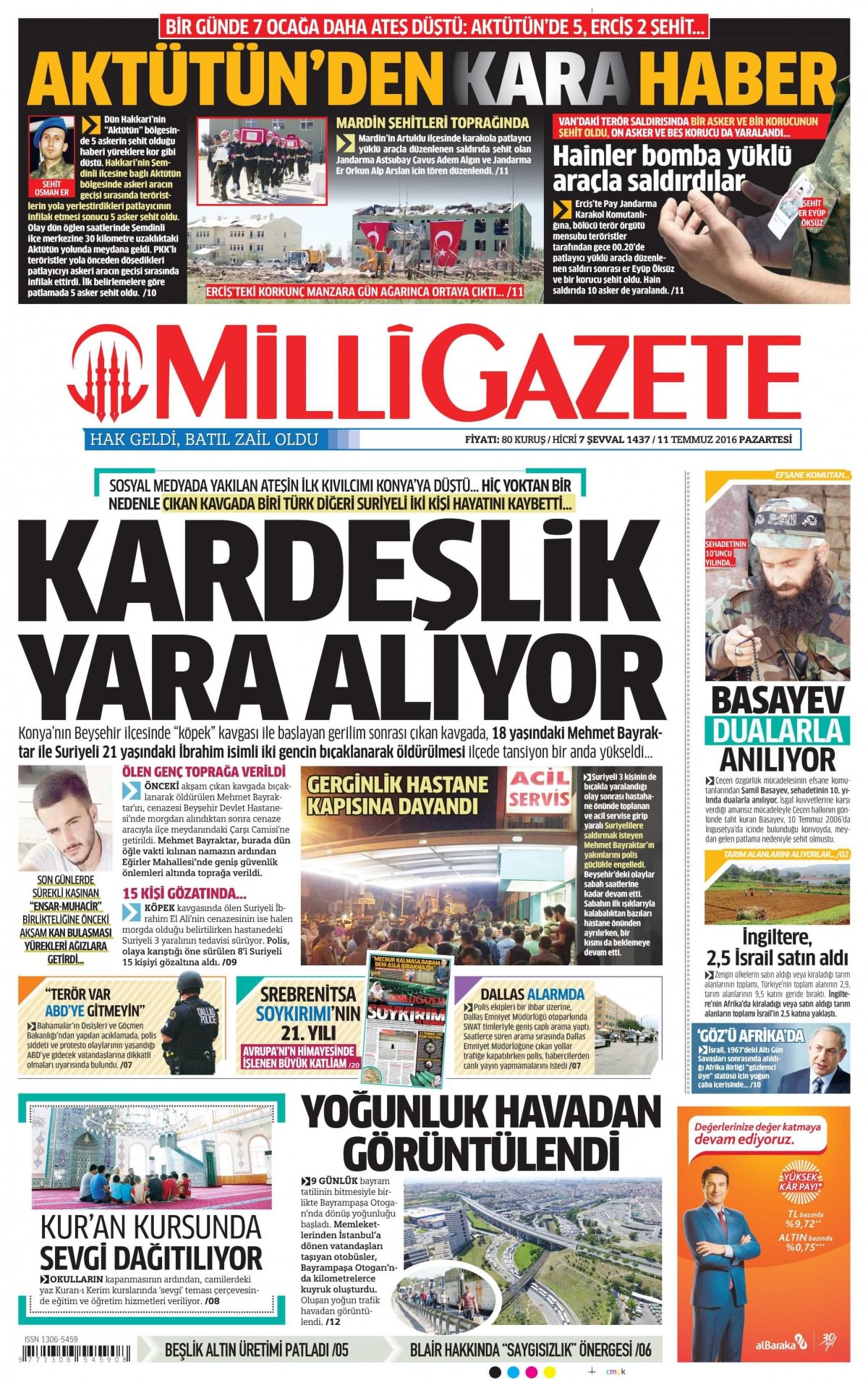 11 Temmuz 2016 gazete manşetleri - 705