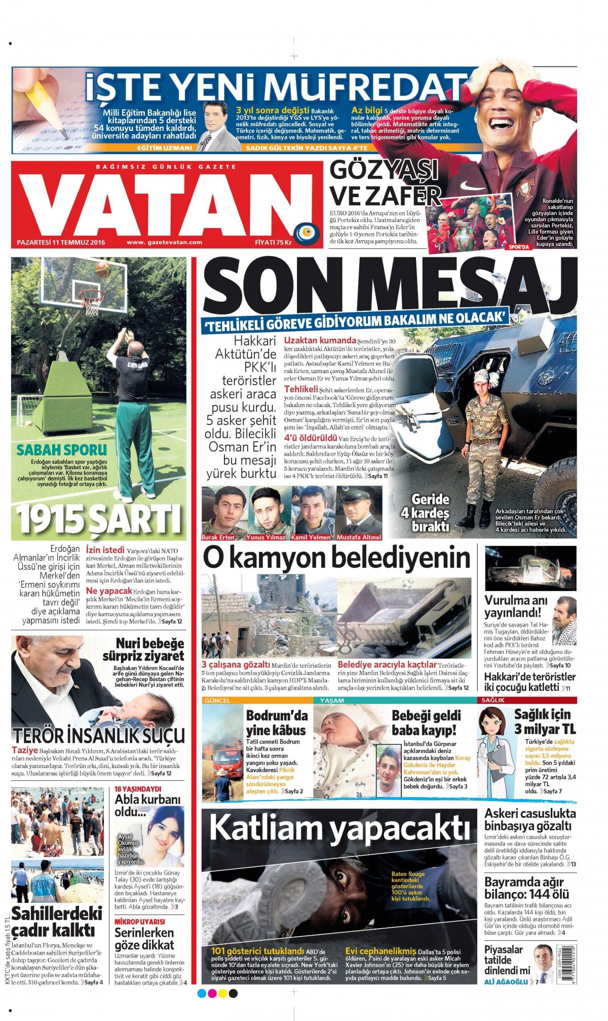 11 Temmuz 2016 gazete manşetleri - 746