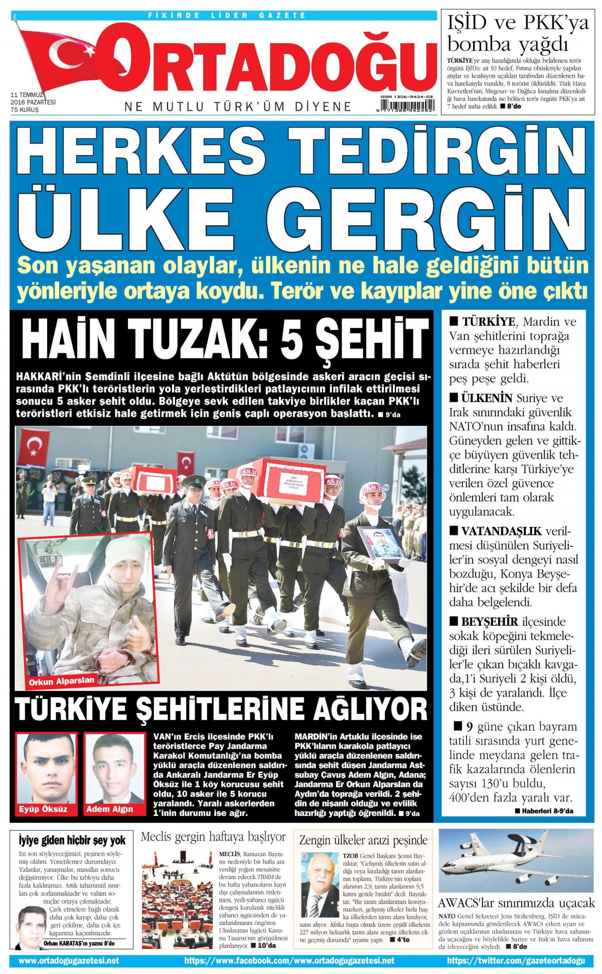 11 Temmuz 2016 gazete manşetleri - 534