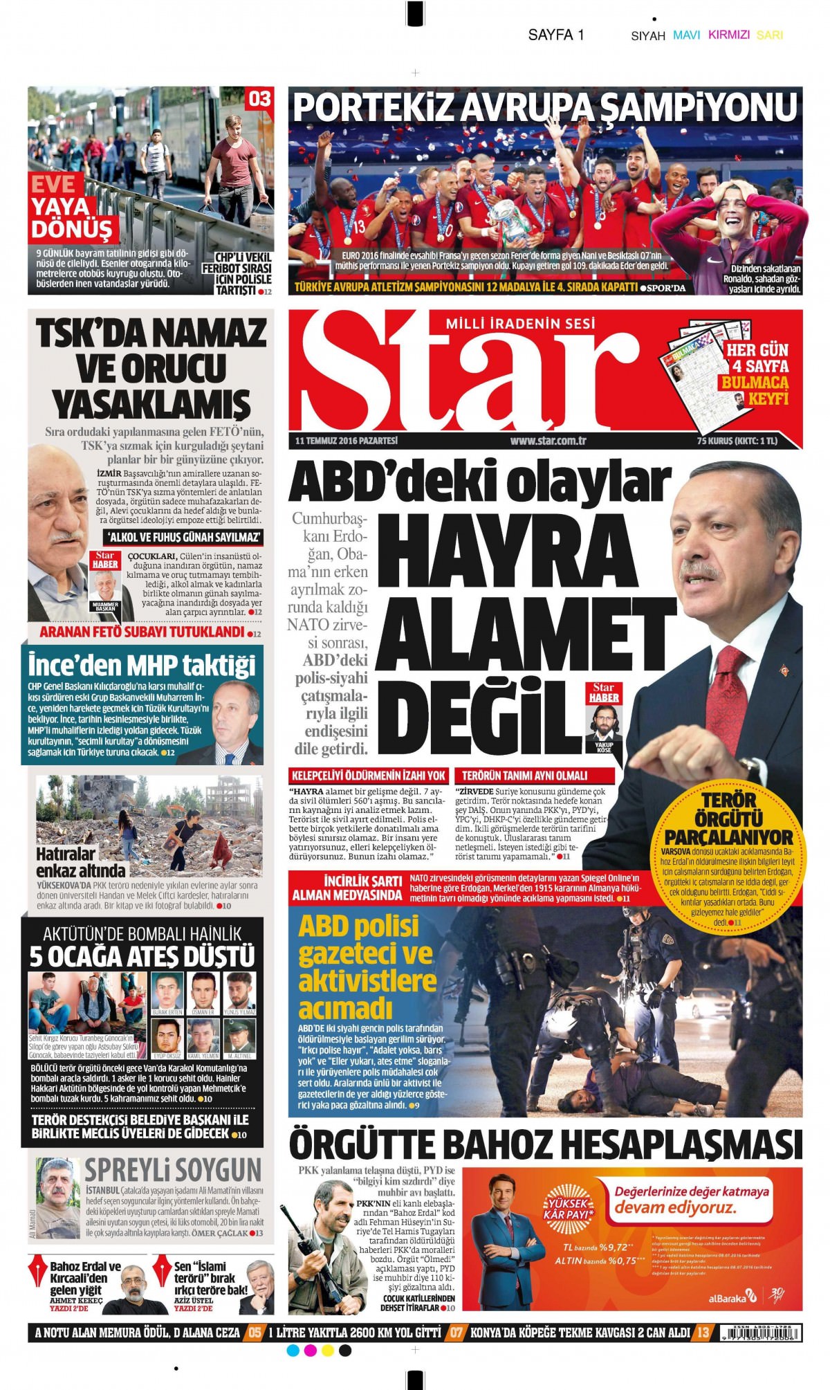 11 Temmuz 2016 gazete manşetleri - 839